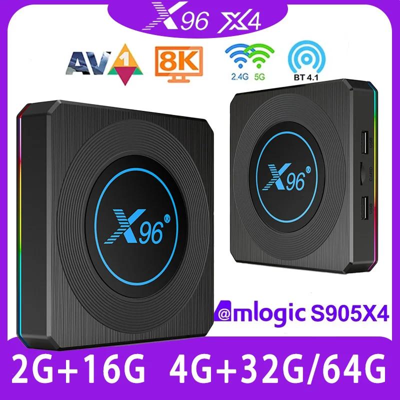 Ʈ RGB Ʈ TV ڽ, ȵ̵ 11.0,  ̵ ÷̾, TV ڽ, 8K  ڽ, X96 X4 Amlogic S905X4, 4GB, 32GB, 64GB, 2GB, 16GB